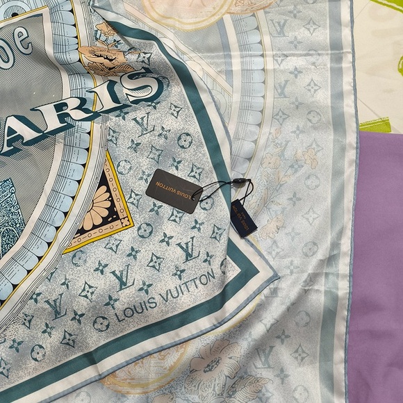 Louis Vuitton Vintage Monogram Blue Silk Scarf - Picture 4 of 5